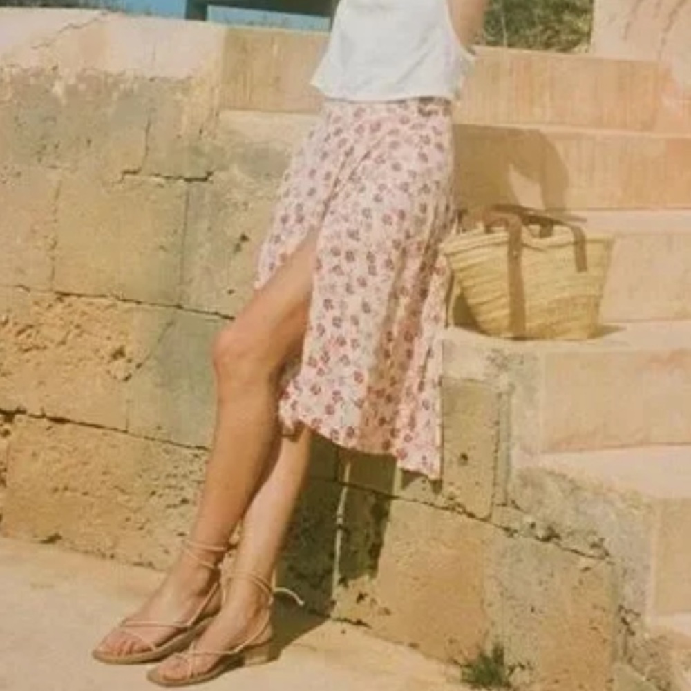 Anthropologie x Faithfull the Brand Valois Wrap Midi Skirt Print Boho  XS 2